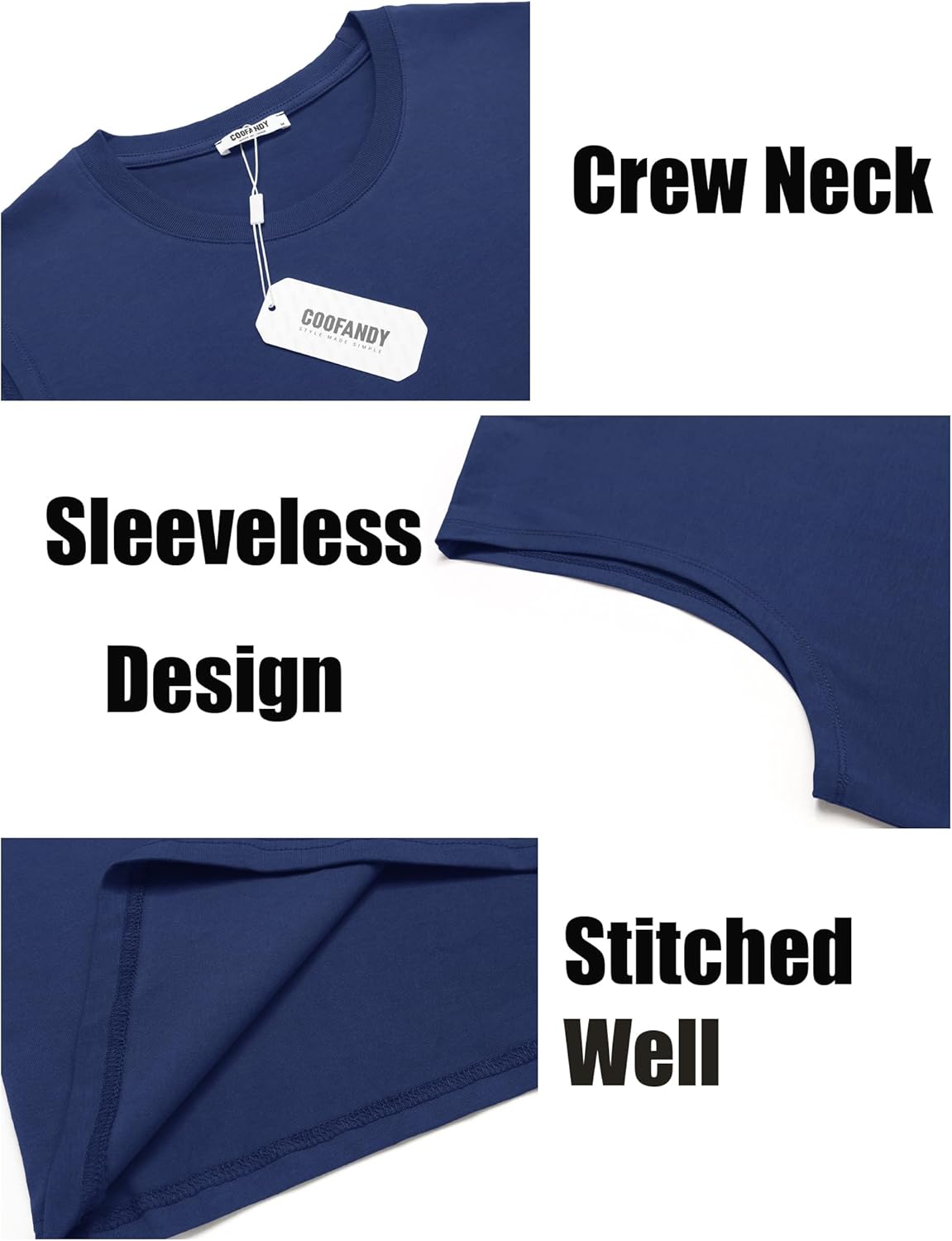 COOFANDY Men's Tank Top Cotton Workout Sleeveless Muscle T Shirts Casual Summer Tank Shirts - Image 7