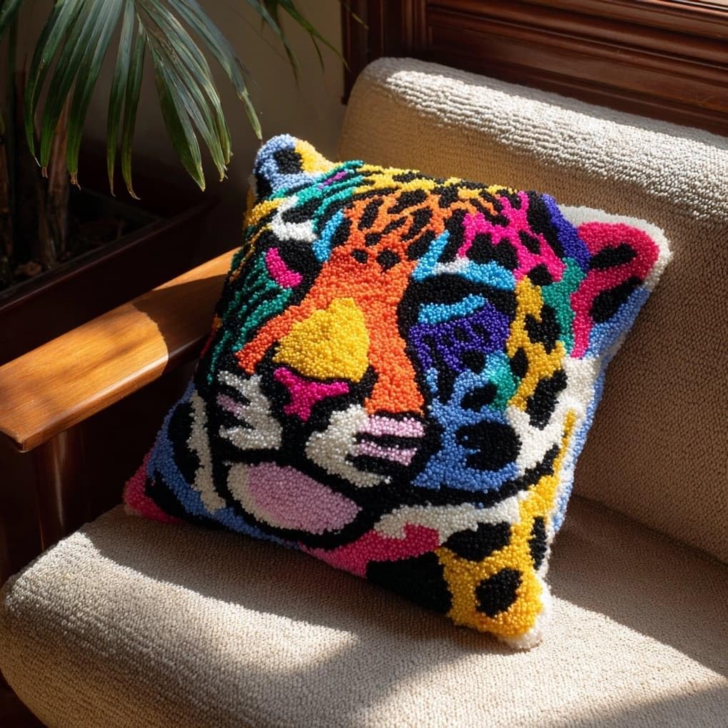 Axiangzik Leopard Animals Latch Hook Kit For Adults 43X43cm,