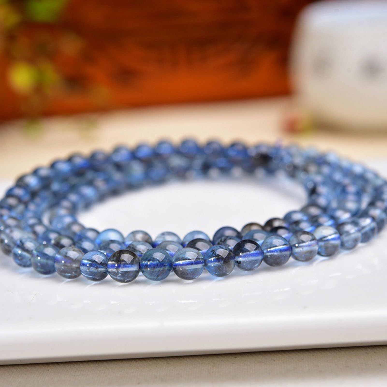 Bracciale Yoga in Pietra Acquamarina, Braccialetti Elasticizzati in Vera Pietra Bracciale con Perline di Cristallo Azzurro per Pace e chiarezza, Gioielli Elastici Regolabili,7MM