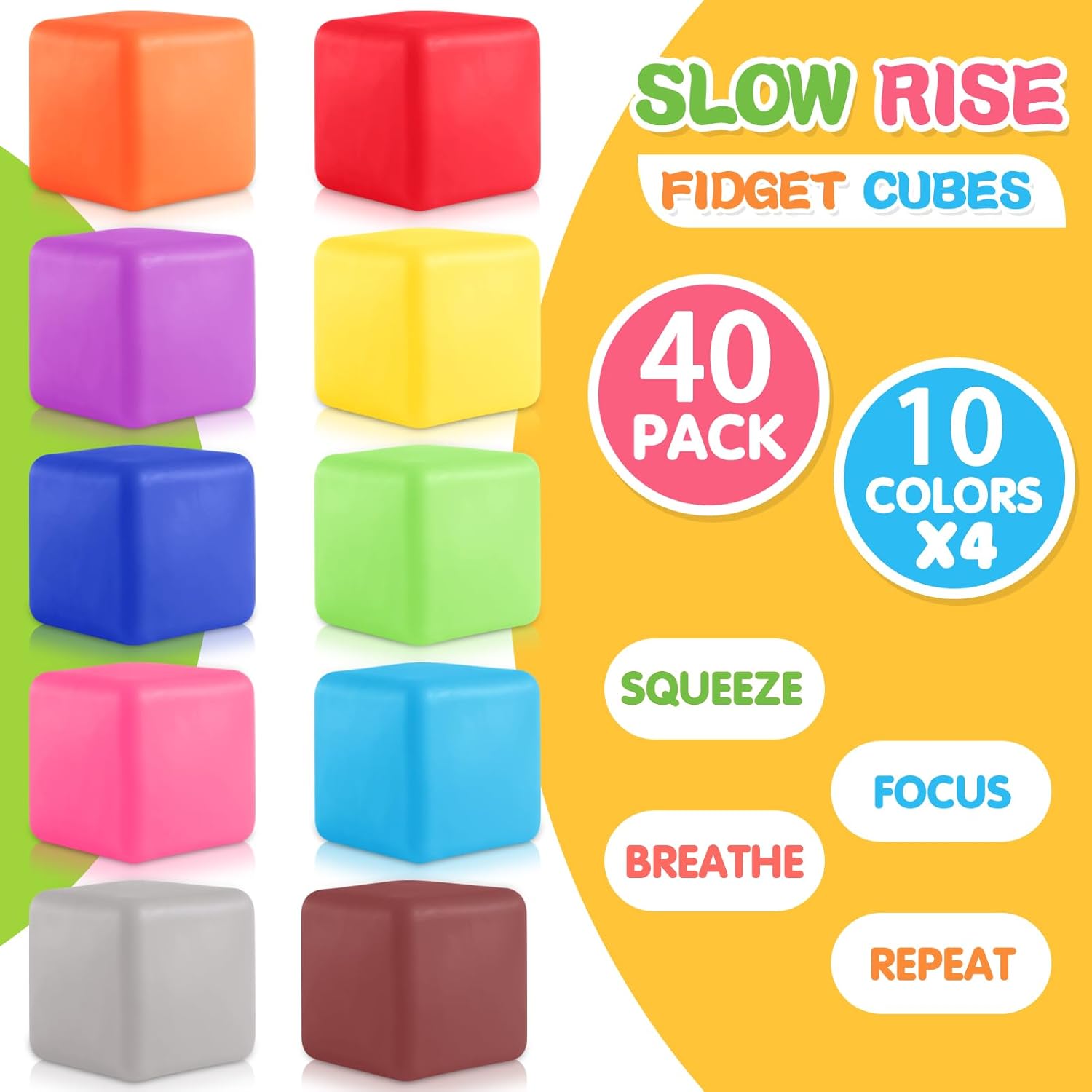40pcs Stress Balls for Kids-Squishy Cube Stress Balls Bulk-Treasure Box-Fidgets Prizes Bulk-Sensory Fidgets Toys for Adults -Classroom Prize-Goodie Bag Stuffers, Sensory Toys for Autistic Autism - Image 3