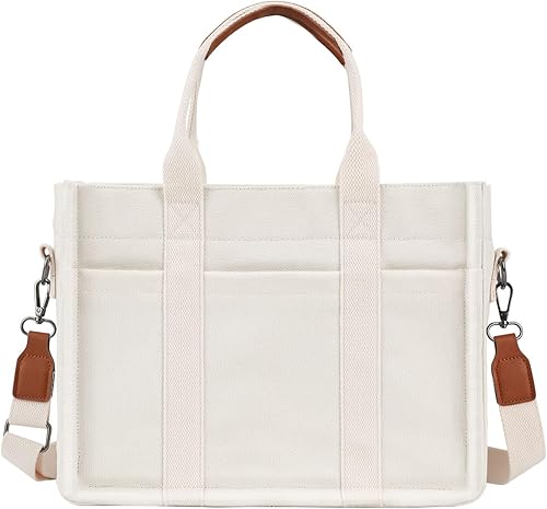 Miniatura 3 de FIORETTO - Bolsa de lona para mujer con cierre de cremallera y compartimentos individuales para el trabajo, la universidad, la profesora y la