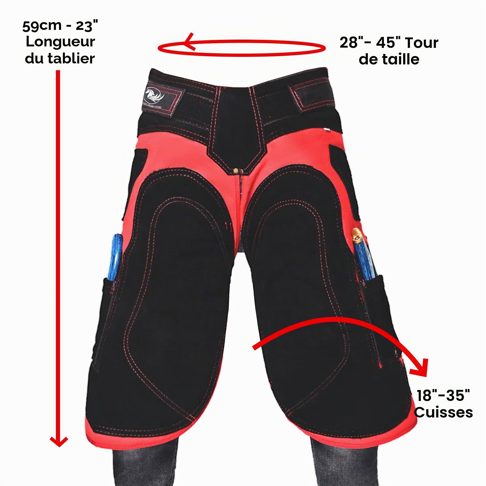 tablier EQUESTRIAN STORE maréchal de 59 cm, toile en cuir forgé de qualité supérieure, daim véritable, tablier à outils, chaps de tondeuse, soins des