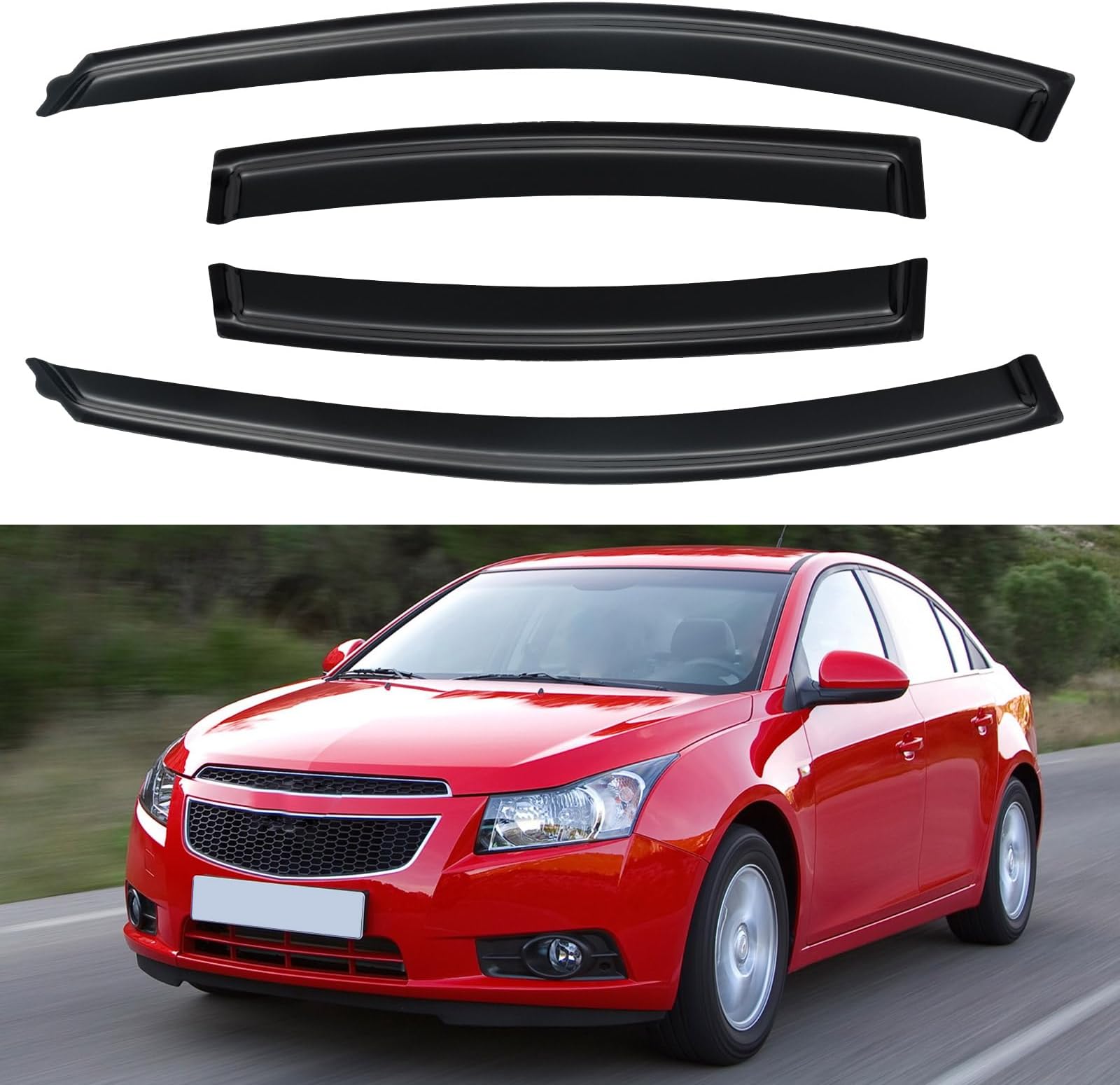 Window Visors Rain Guards Shield for 2011-2015 Cruze Sedan, Out-Channel Window Vent Wind Deflectors Visors Shades for 2016 Cruze Limited