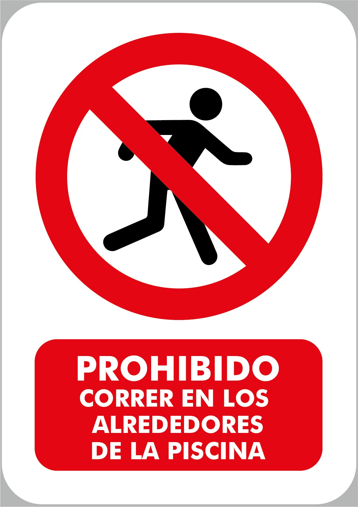 Pack 10 Señales de Prohibido Correr Alrededor De La Piscina | Medida 14,85x21cm | Señaletica en Material PVC 3 mm | Duradera y Económica