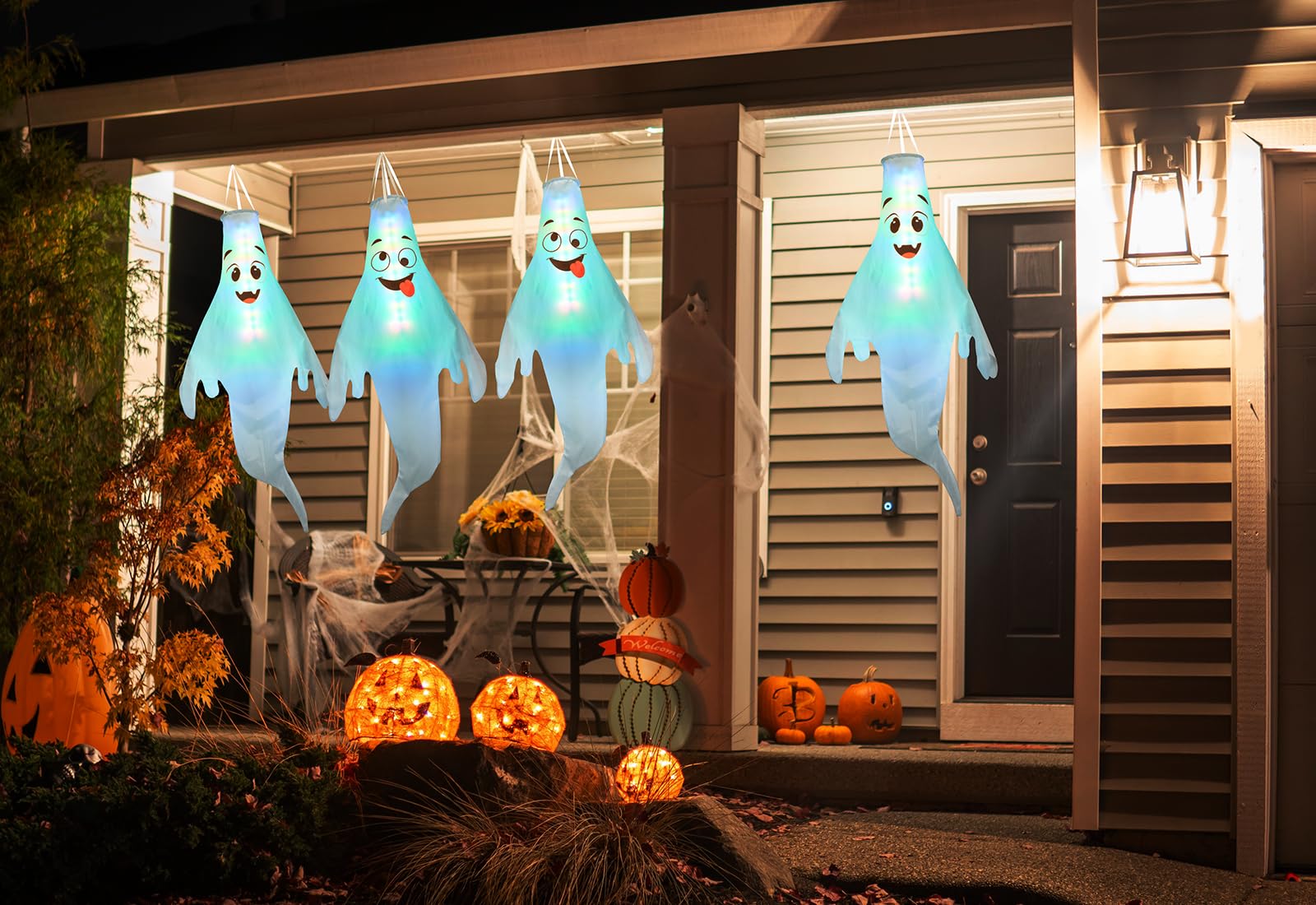Snapklik.com : Halloween Decorations Outdoor: 2 Pcs Cute Hanging Ghosts ...