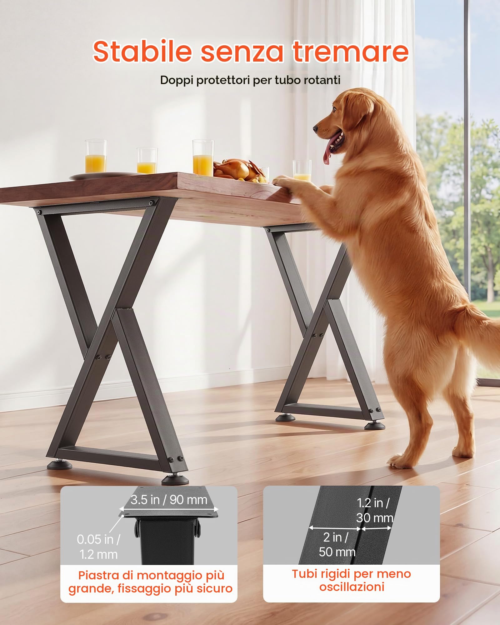 VEVOR Gambe per Tavolo in Acciaio, Gambe per Scrivania Smontabili, Design Modulare, Struttura a Z, Montaggio Semplice, Carico Max.1000 kg, per Tavoli da Caffè e da Bar, 74 x 47,2 cm, 2 Pezzi, Nero