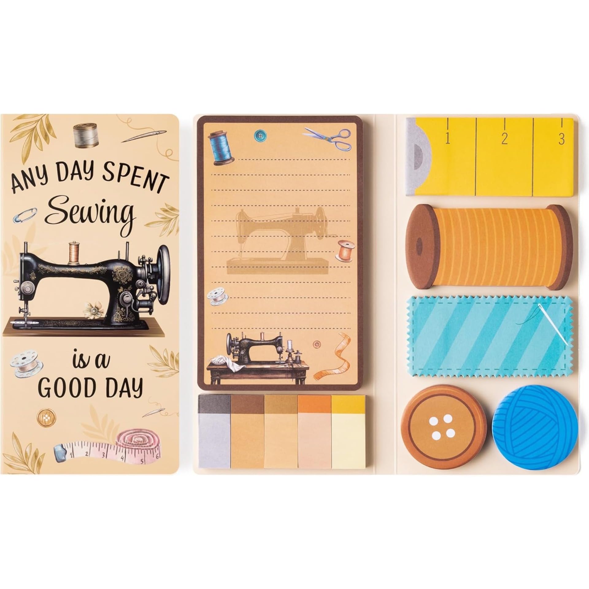 Sewing Machine Notes Set, 550 Sheets,Cute Cartoon Dog Post It Notes with 3 Point Pens, Self-Adhesive Writing Memo Pages Back to School Office Supplies