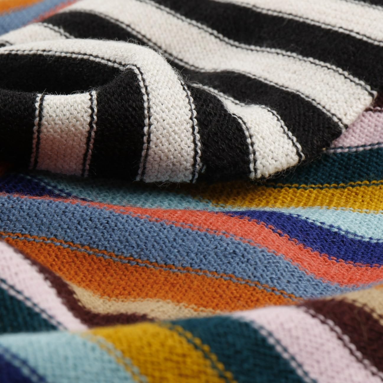 Colour Stripes Wollschal Schal Strickschal Streifenschal Damen - Made in Italy Winter Herbst-Winter