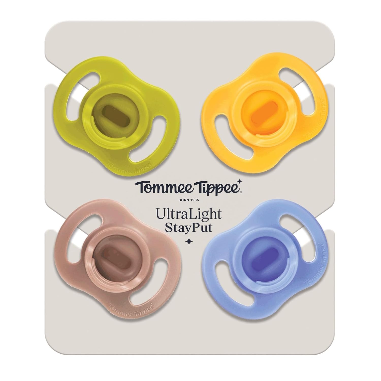 Tommee Tippee Ultra-Light StayPut Pacifier, One-Piece Silicone Design, 6-18m, 4 Pack