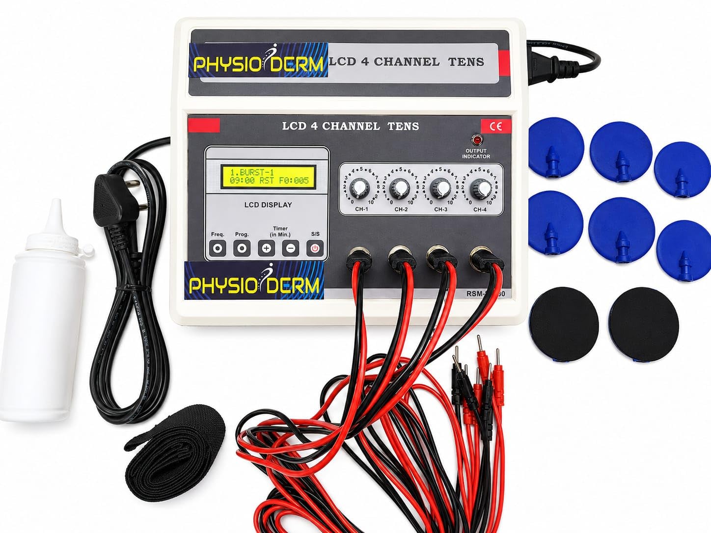 LCD 4 Channel TENS Unit SMS-280, Physiotherapy Equipment with Electrodes, Lead Wires, and Gel Bottle-picture-21