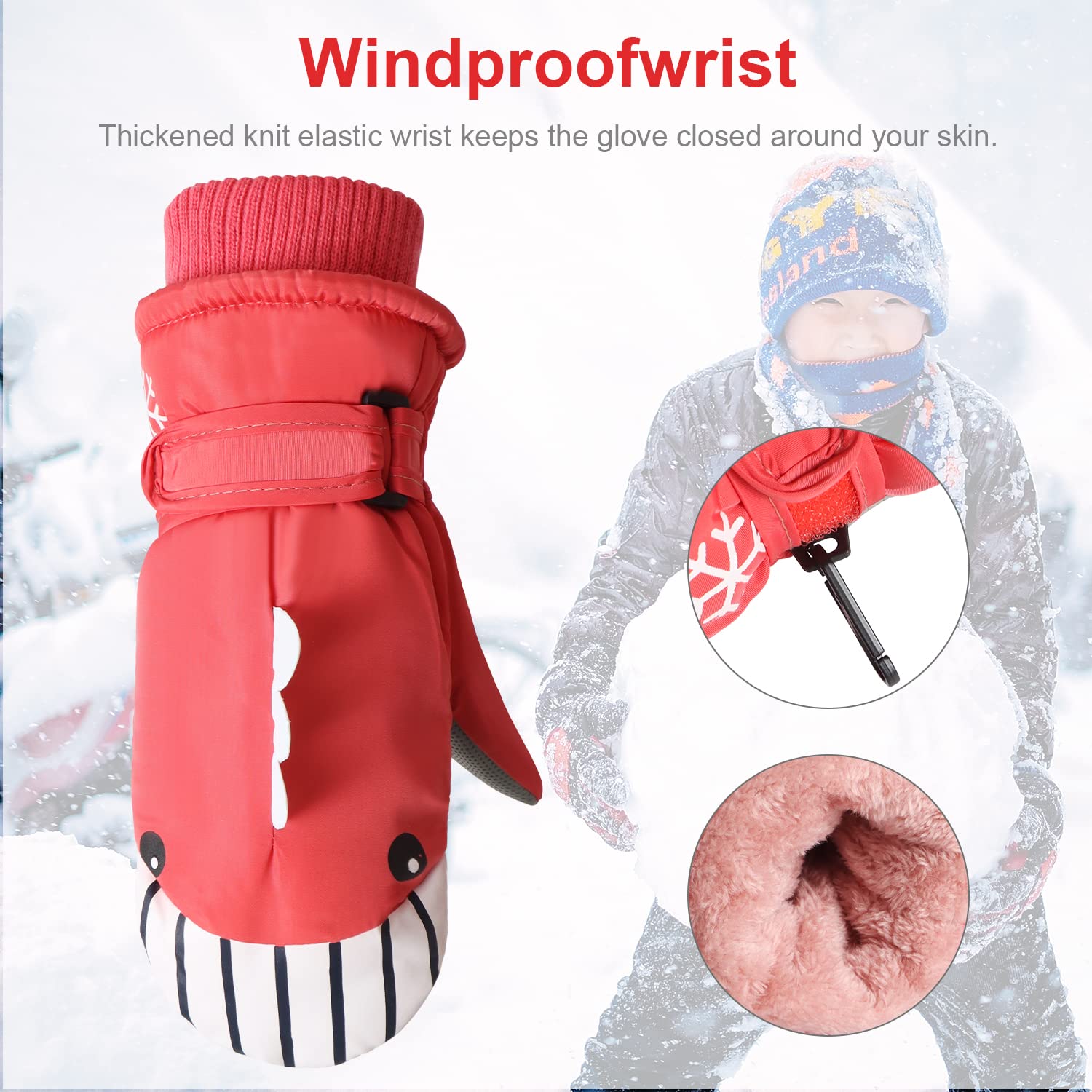 Guanti Da Neve Bambini Impermeabili E Termici - Con Zip, Antiscivolo, Per Sci, Snowboard E Giochi Sulla Neve