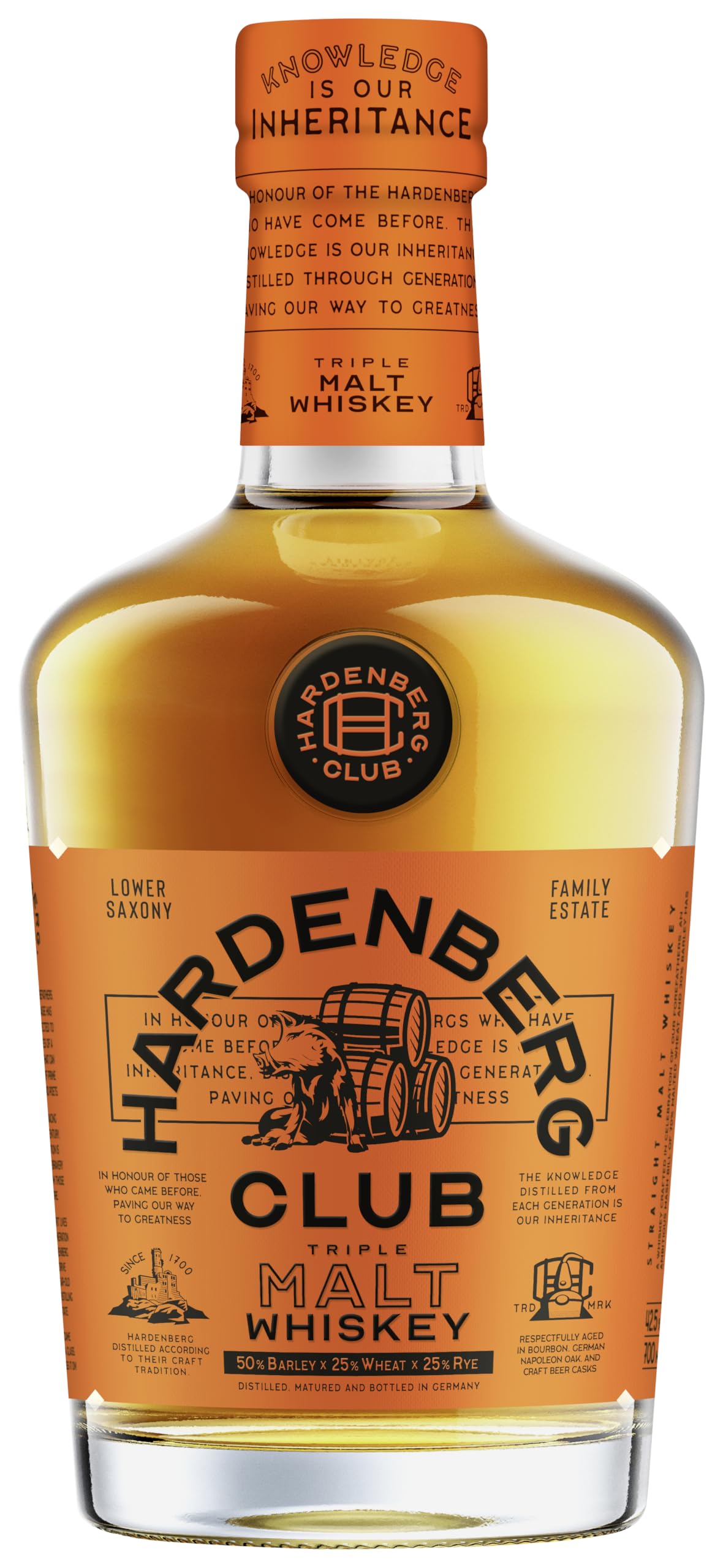 HARDENBERG Club Triple Malt Whiskey I Malt Whiskey I Whiskey aus Deutschland I 42,5% vol. I 0,7 l