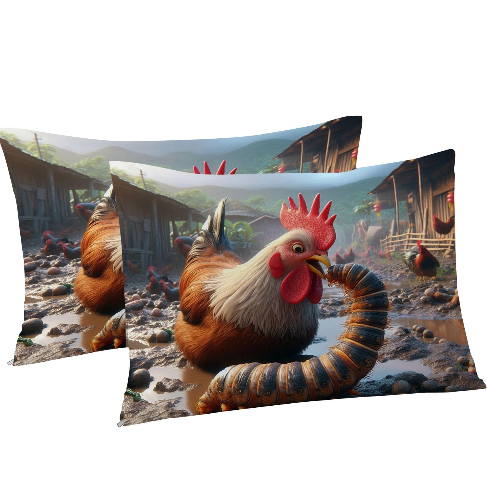 Générique Poszwa na kołdrę 160x200 owady, zestaw pościeli koguta, 3-częściowe zestawy poszewek na kołdry z mikrofibry z zamkiem błyskawicznym i 2 poszewkami na poduszki 65x65 cmY3