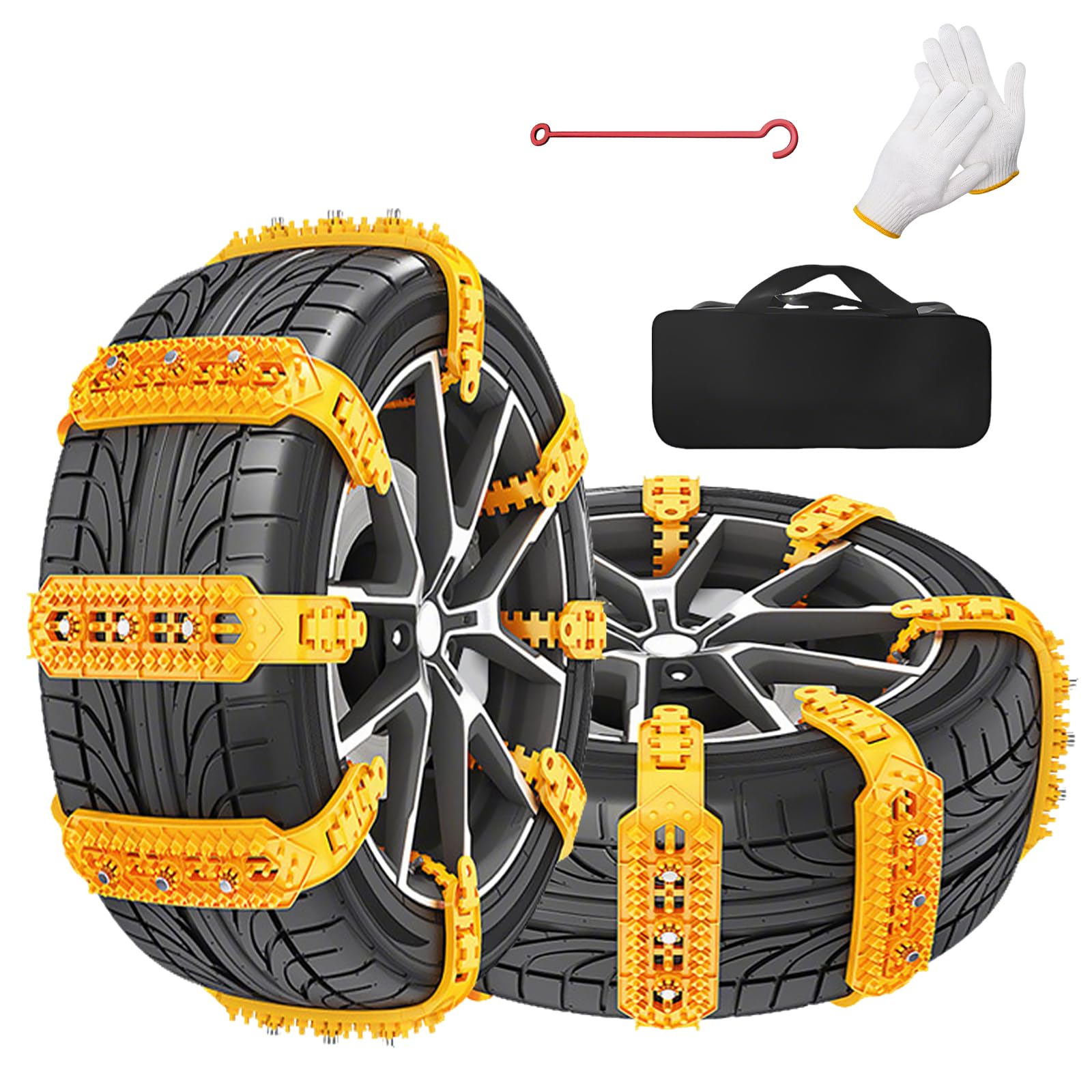 16 Pcs Cadenas Nieve, neumáticos invierno cadenas de seguridad, Juego Universal para Neumáticos Coche anti nieve, fácil instalación, vehículos de Emergencia (Ancho Neumático 165-265mm)
