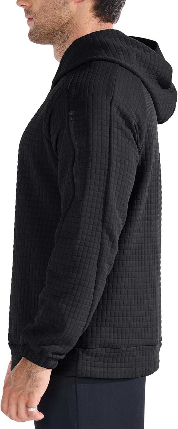 BROKIG Men's Waffle Knit Hoodies Pullover For Gym Workout Running,Loose Warm Casual Long-Sleeve Sweatshirts with Pocket - Image 5