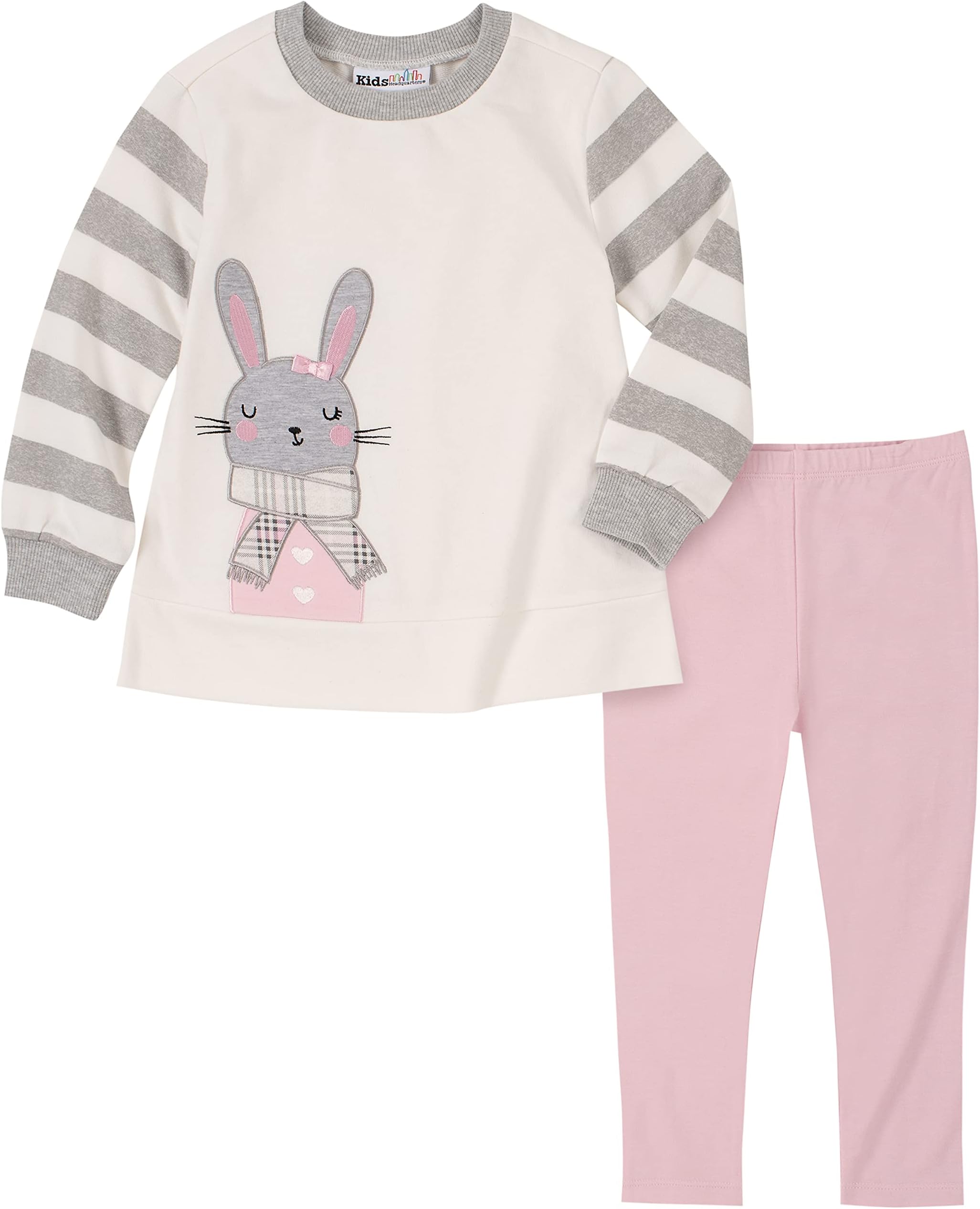baby girls 2 Pieces Leggings Pants Set, Vanilla/Gray/Pink, 12 Months US