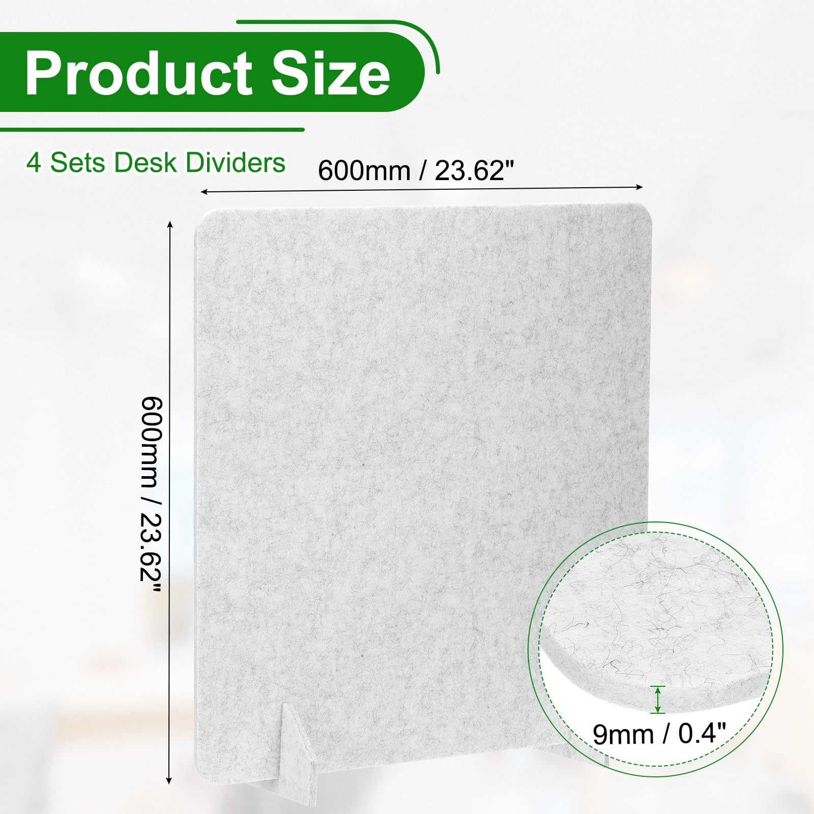 PATIKIL Cloisons De Bureau 60 x 60cm, Lot De 4 Panneaux De Confidentialité Autoportants Panneaux Acoustiques Réducteurs De Bruit avec 2 Pieds De Support pour Bureau, Style Gris Clair A