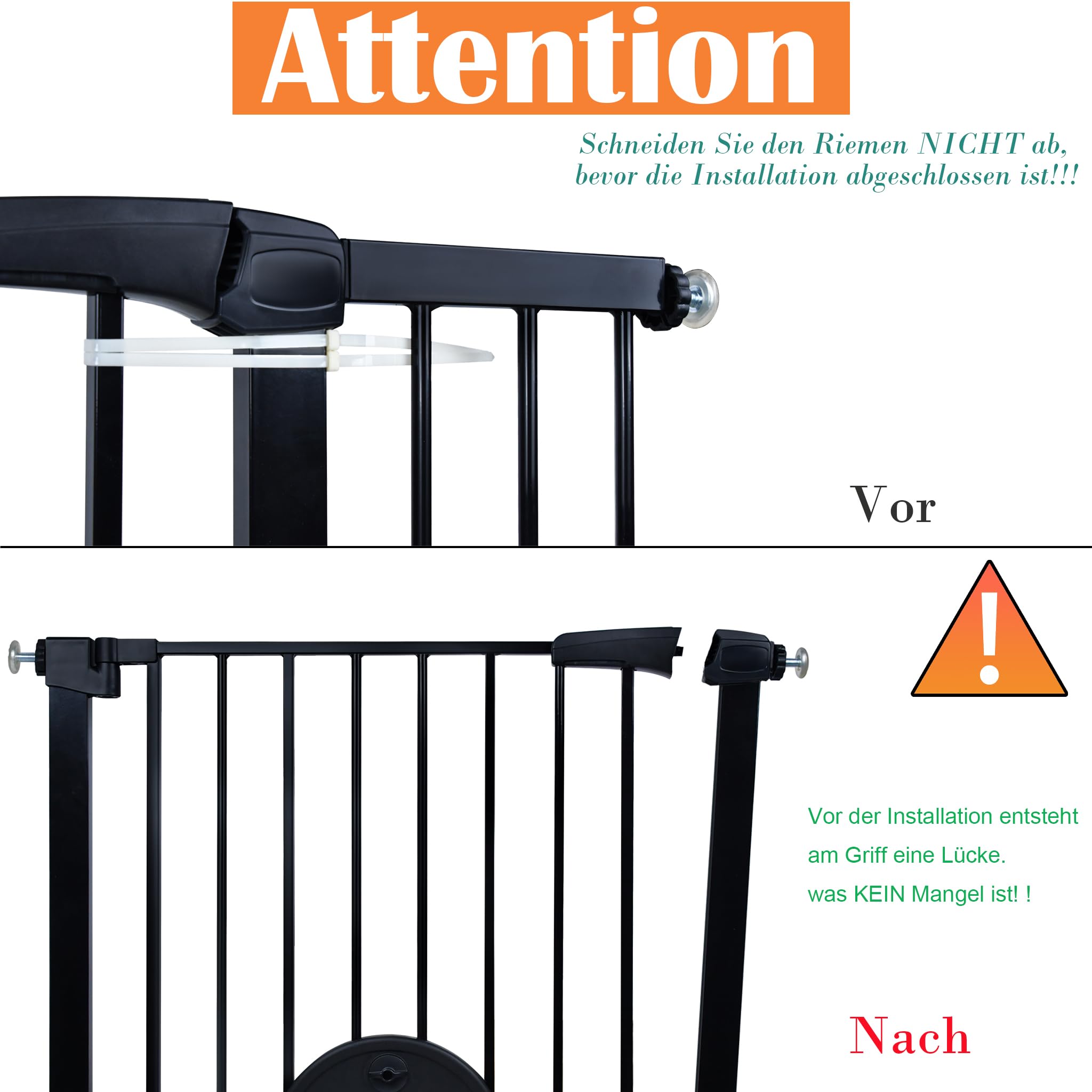 Aufun Puerta de Seguridad para niños sin taladrar, para 85-95 cm de Ancho, Puerta con Cierre a presión, autocierre, Puerta metálica, Puerta de Seguridad para Perros con gatera (Negra)