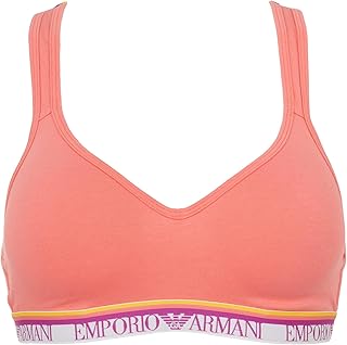 Sujetador triangular acolchado con logotipo para mujer, color rosa, talla M, rosa neón, M
