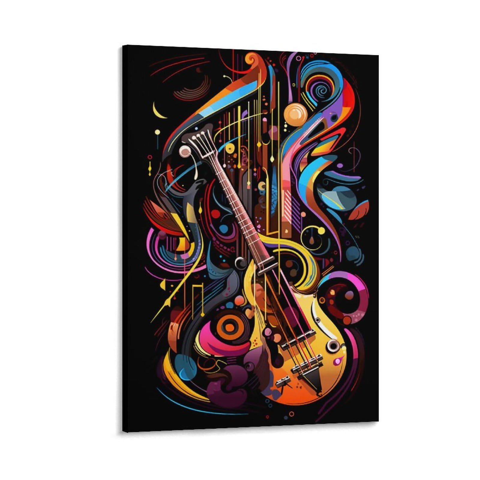 AYAROS Cool Guitar Wall Art Canvas Poster Glam Music Instruments Wall Decor Poster Dormitory Decor Painting Art Framed 24x36 inch