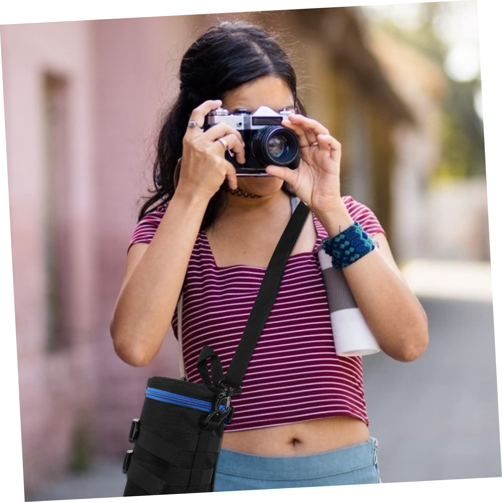 Homoyoyo Bolsa Protectora para Lentes de Cámara, Resistente a Golpes E, Compacta, de Poliéster, Cinturón Ajustable