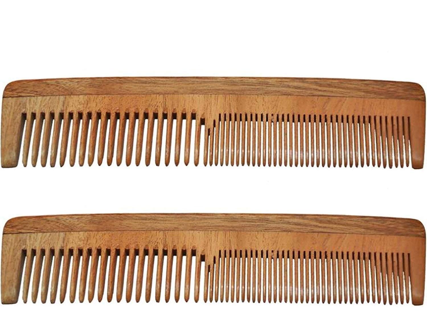 Stylazo Neem Wood Hair Comb 100% Hand made Anti-Dandruff Comb, For men & Women Model No.2 (Pack of 2)