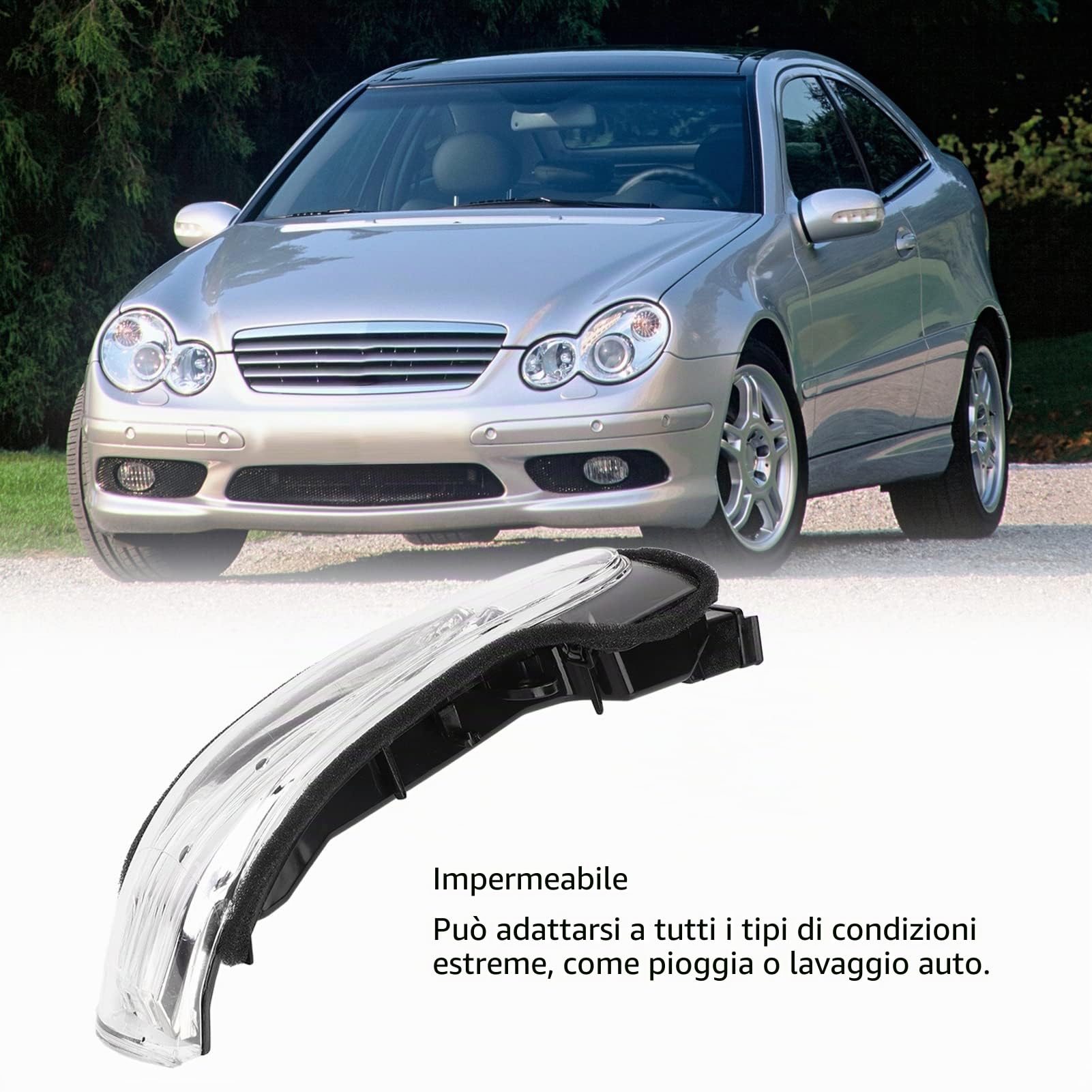 Indicatore di Direzione per Specchietto Retrovisore a LED Super Luminoso perClasse C W203 4 Porte 2004-2007, Indicatore di Direzione Impermeabile (Destra A2038201621)