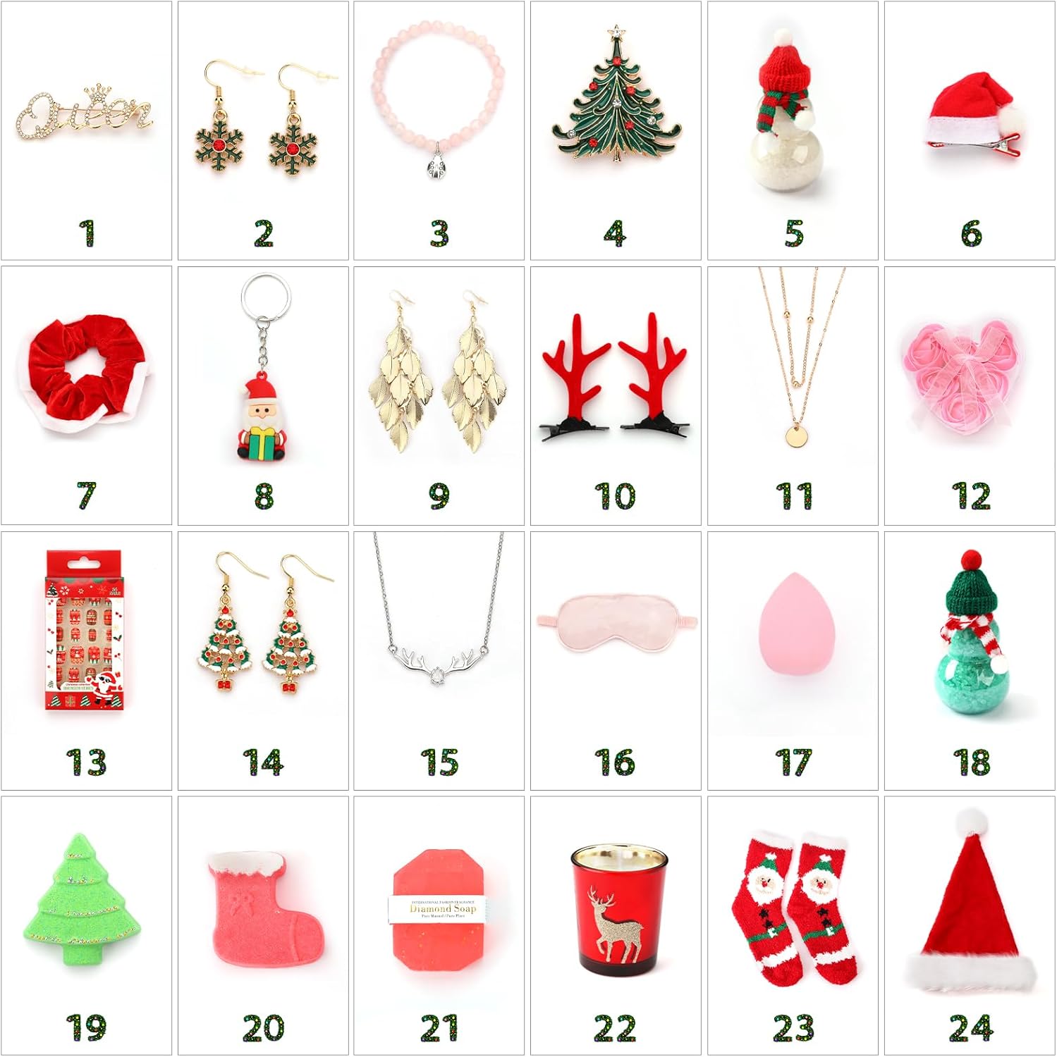 Christmas Gifts for Women, Christmas 24 Pieces Beauty Fashion and Jewelry Bath Sets for Adult, Mom, Sister, Girl. Advent Calendar 2025 for Adult Women, Surprise Gift Baskets for Wife, Sister, Girls - Image 8