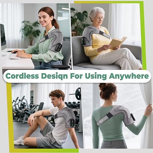 Miniatura 6 de Almohadilla térmica de hombro inalámbrica, almohadilla térmica con masaje para hombros, soporte térmico para hombros izquierdos y derechos, regalo