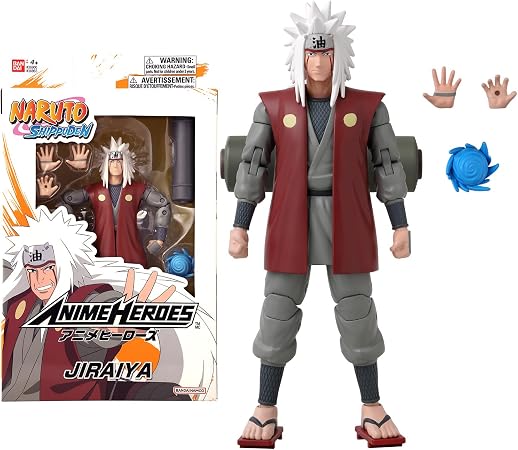 Anime Heroes BANDAI Naruto Action Figure Jiraiya of The Sannin | 17cm Naruto Figure Jiraiya Figure with Extra Hands and Accessories | Naruto Shippuden Anime Figure Action Figures for Boys and Girls