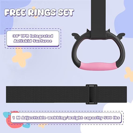 Safly Fun Foldable Gymnastics Bar for Kids, Adjustable 35-51, Sturdy 145 lbs Capacity, Easy-to-Assemble, Gymnastics Equipment for Kids for Indoor/Outdoor Training