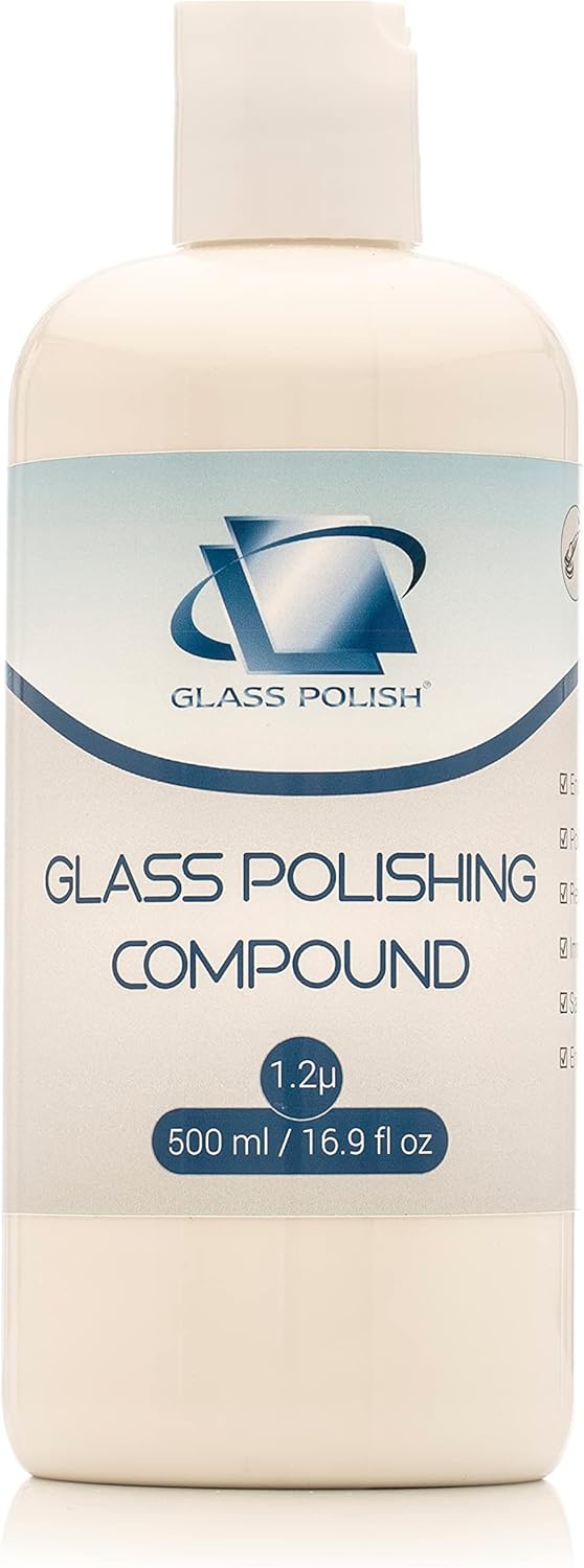 Glass Polish 16.9oz (500ml) Glass Polishing Compound for Professional Optical Polishing of All Glass Surfaces - 1.2 microns - GP14006