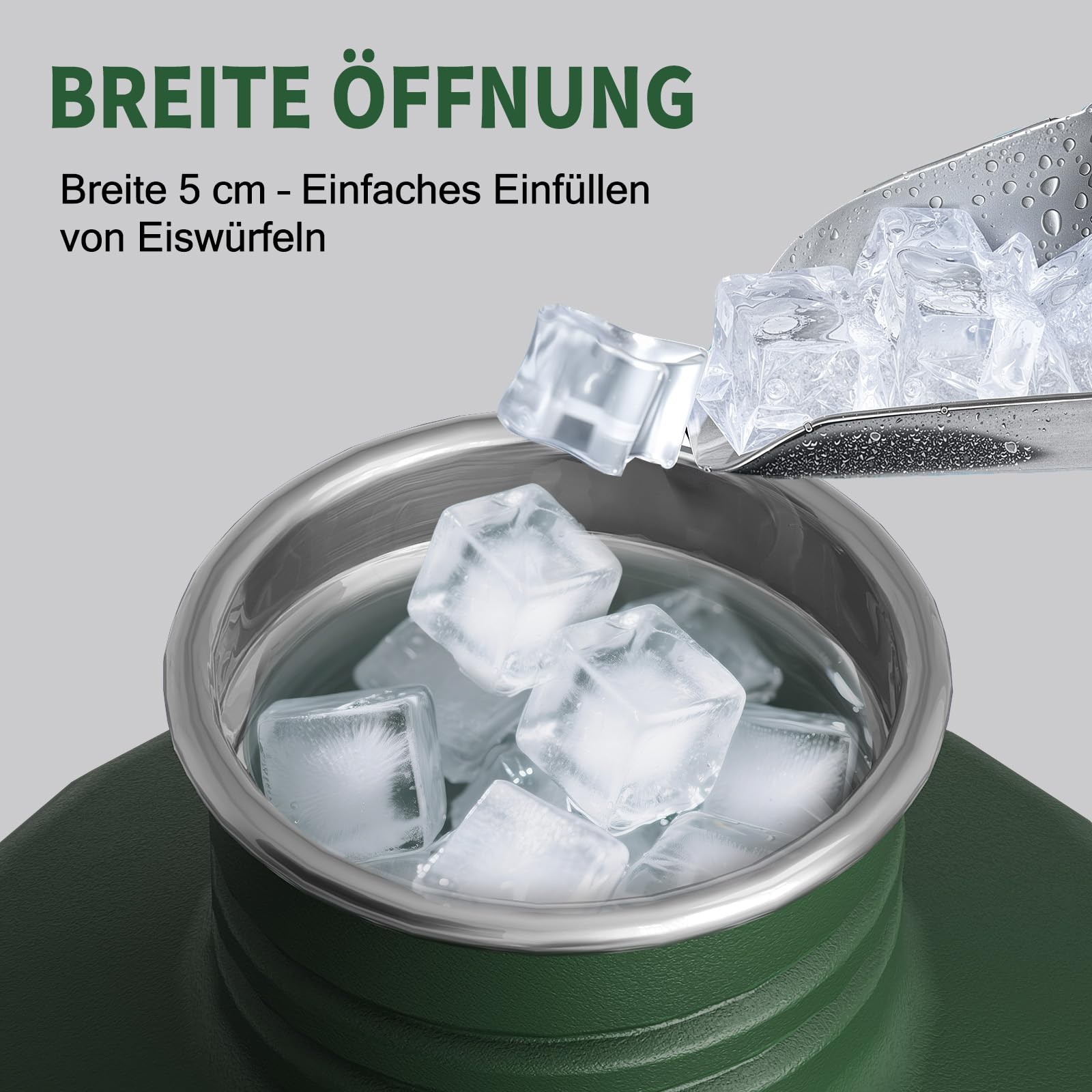 Healter Trinkflasche 2l Edelstahl mit Reisetasche | Große Einzelwand Unisolated Wasserflasche | Auslaufsicher & BPA-Frei