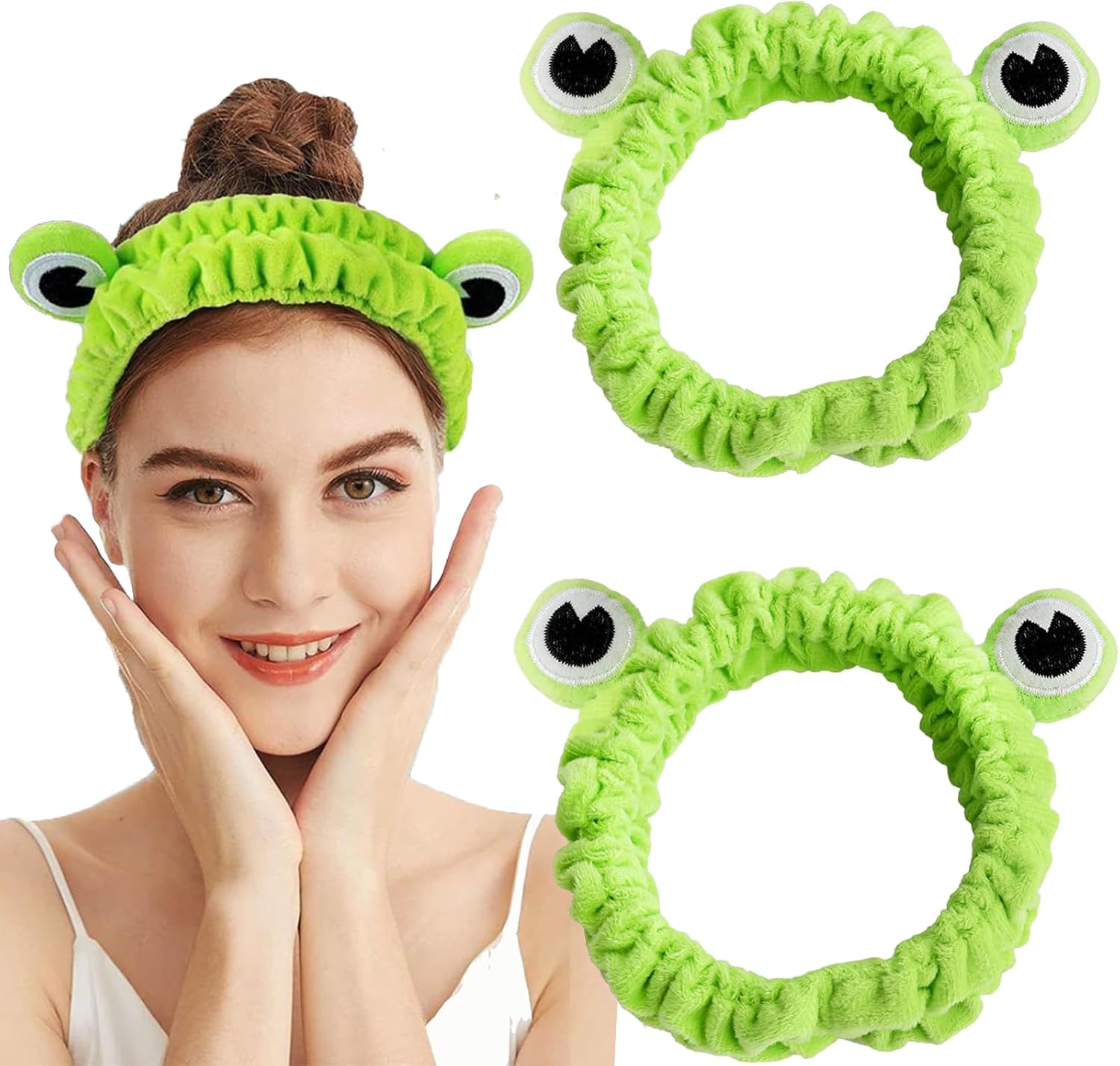 2 PCS Frog Headband, Makeup Headband, Frog Eye Elastic Face Washing