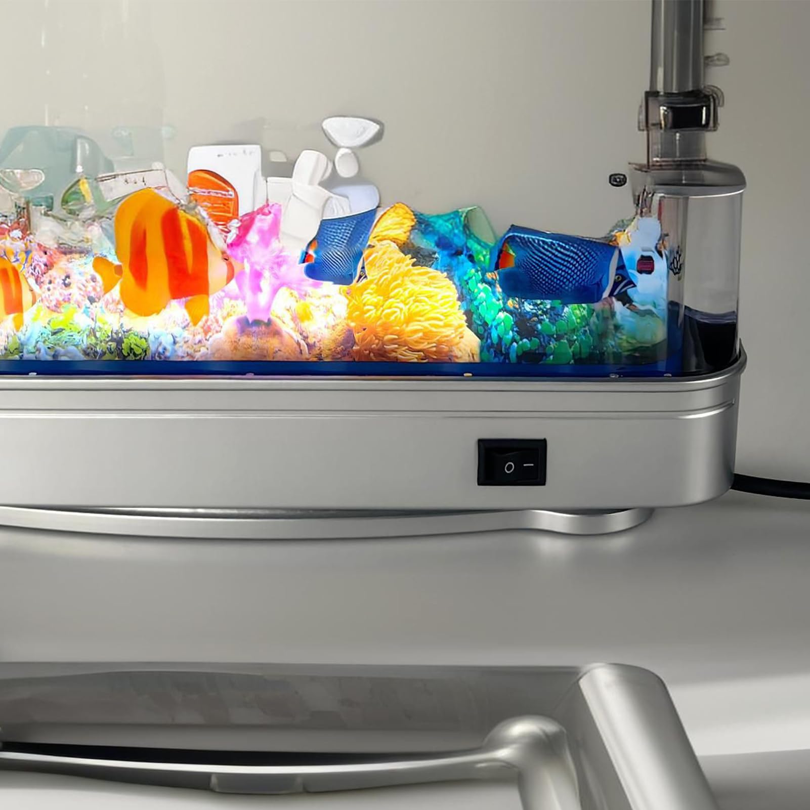 Acquario di pesci finti | Acquario artificiale con pesci in movimento, decorazione realistica, luce luminosa silenziosa per la camera dei bambini dei bambini notte compleanno