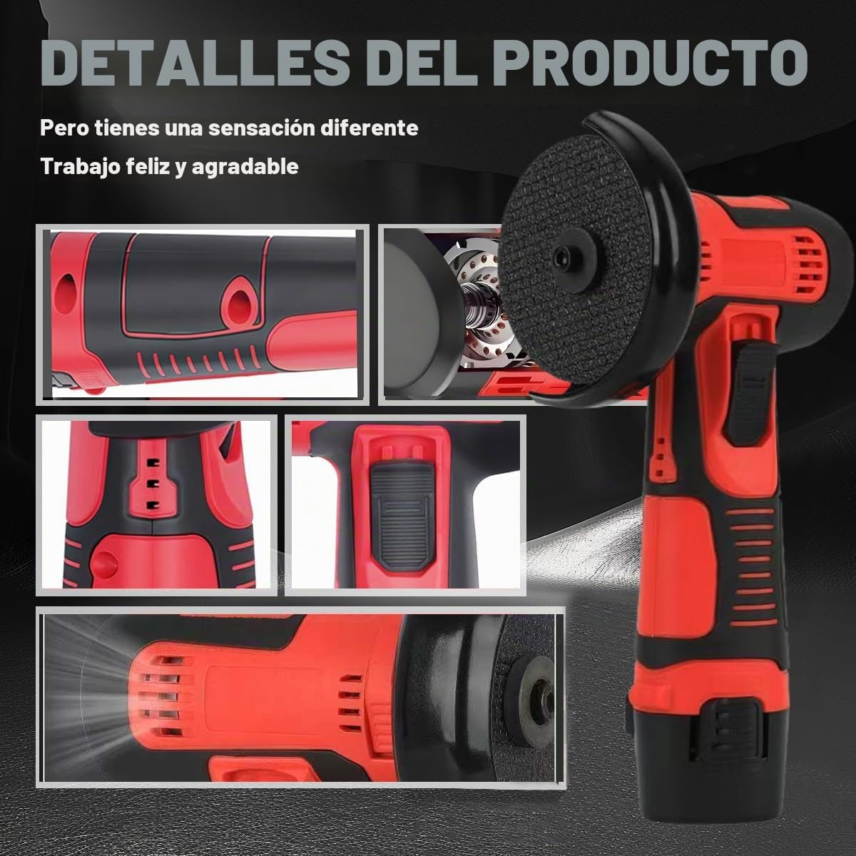 Mini Amoladora Angular, Multifunción Amoladora Pequeña a Doble Batería | Motor de Alta Potencia, 7 Accesorios, Corte Lijado Pulido, Caja, para Baldosas Madera Acero Piedra