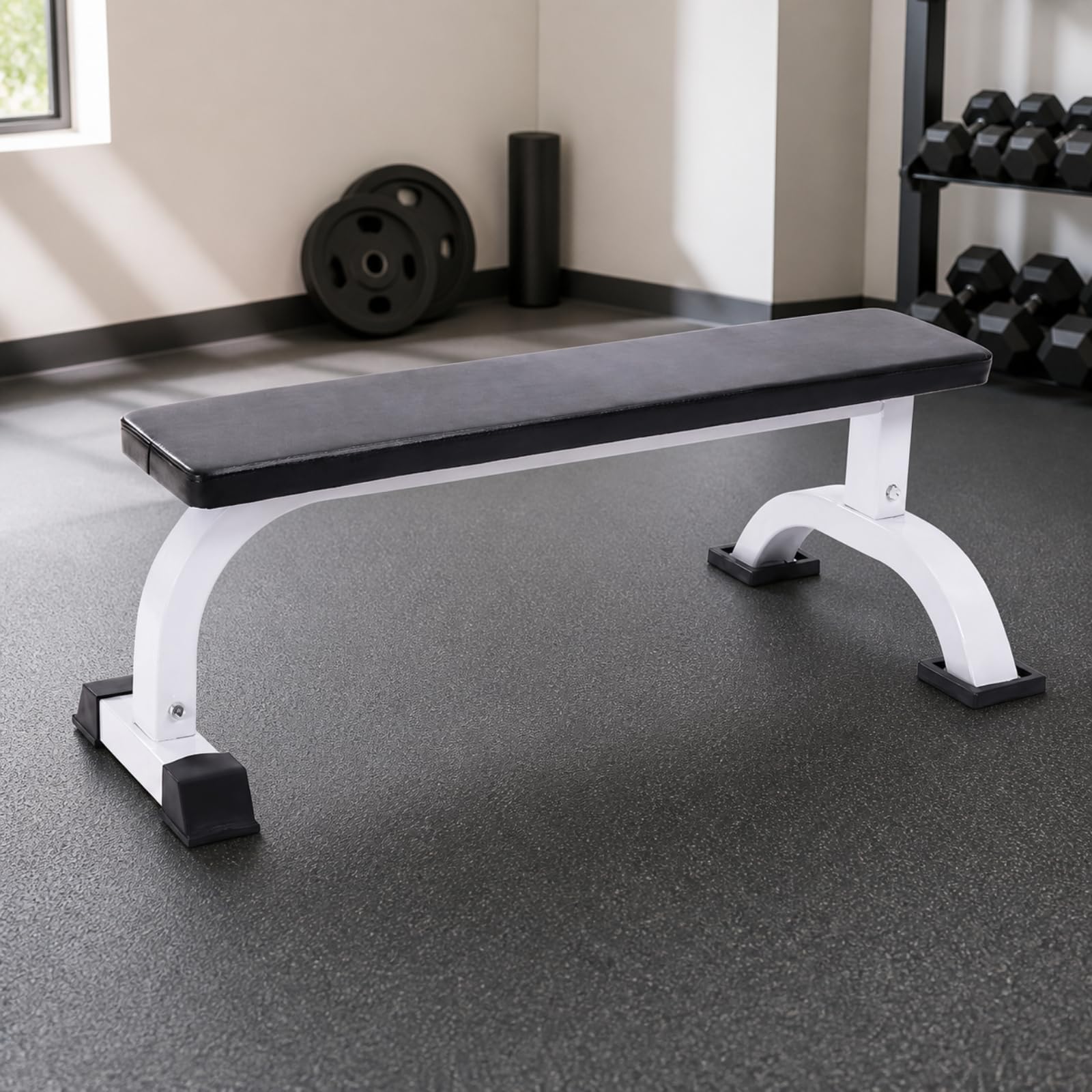 predolo Bodenschonend Trainingsbank | Stabiler Metallrahmen, Fitnessgerät, rutschfest, für Krafttraining, Heimtraining