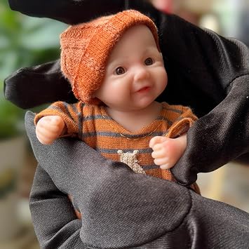 Abenduot 2 Sets 5 Inch Mini Palm Size Full Body Silicone Baby Doll Realistic Silicone Anatomically Correct Girl&Boy Doll
