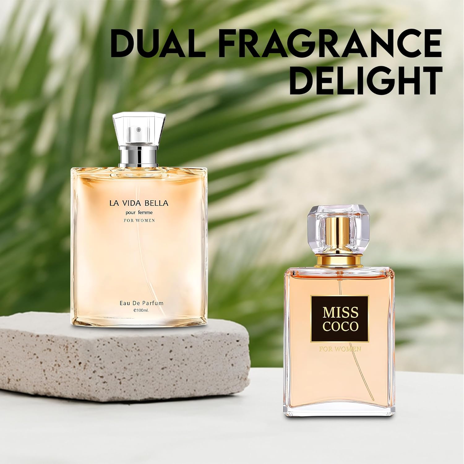 AFLUXE Women Perfume 2PCS Combo La Vida Bella&Miss Coco Nice Scent Eau De Parfum Long Lasting Fragrance 3.4 Fl Oz Spray Each for Daily Used
