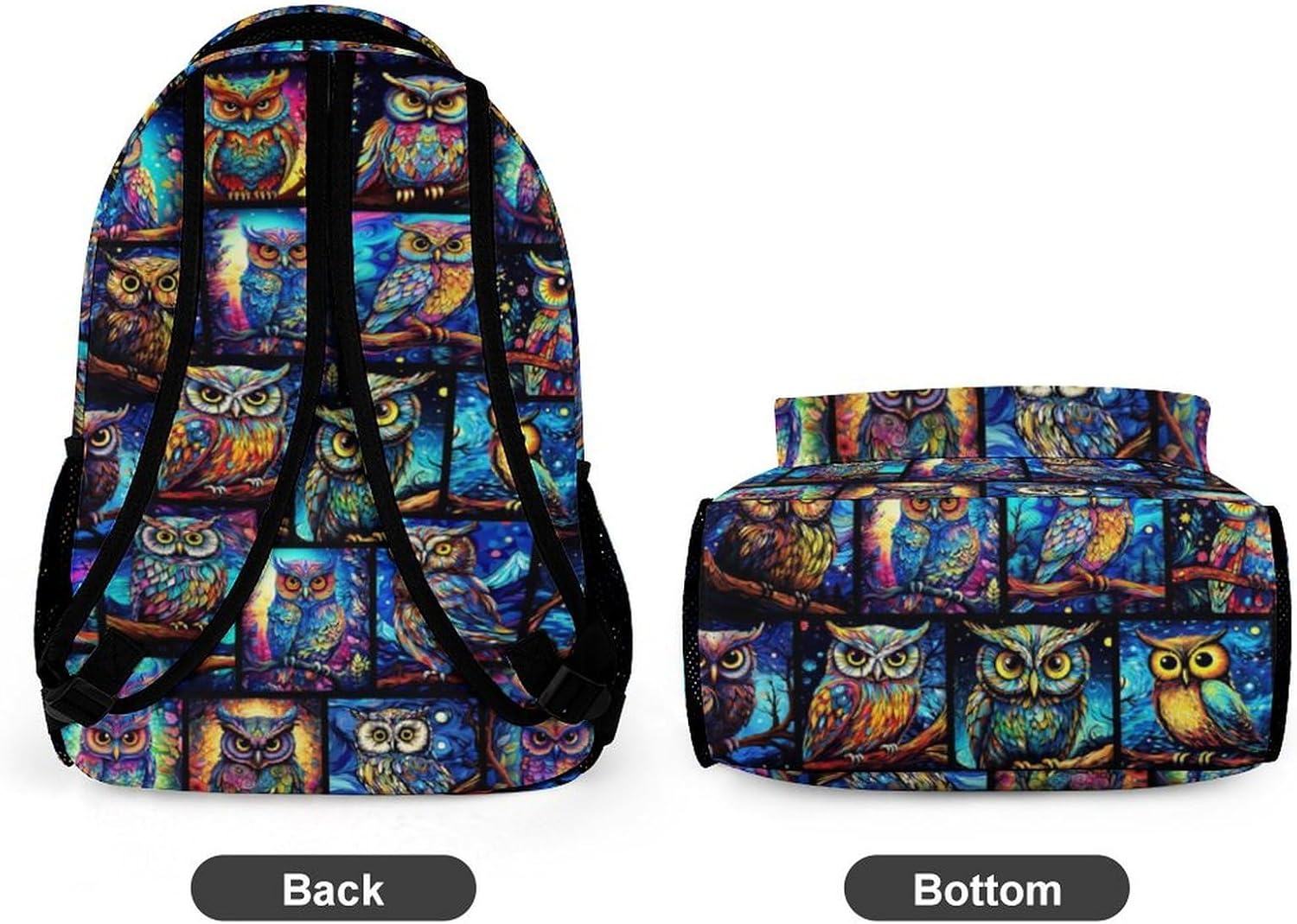 Owl Backpack for Kids Girls Boys School, 16 Inches Cute Owl Theme Bookbag, Adjustable, Large Capacity, Lightweight, Colorful Backpack for School - Image 6