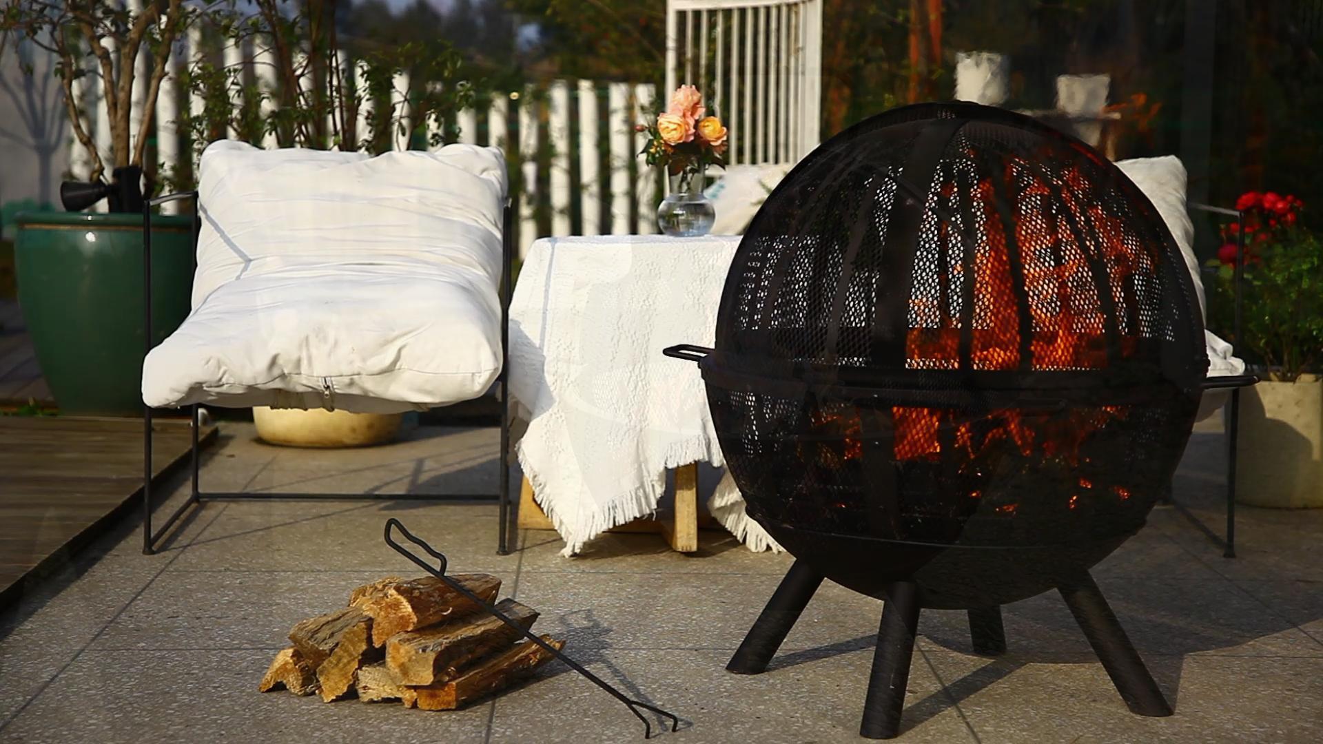 Fissfire 35 Inch Fire Pit Sphere, Outdoor Wood Burning Flaming