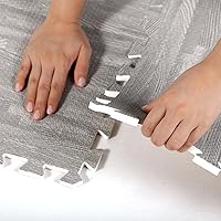 Vista 3 de Alfombrillas de espuma de grano de madera con borde, azulejos de espuma entrelazados impresos de madera entrelazados, tapete antifatiga