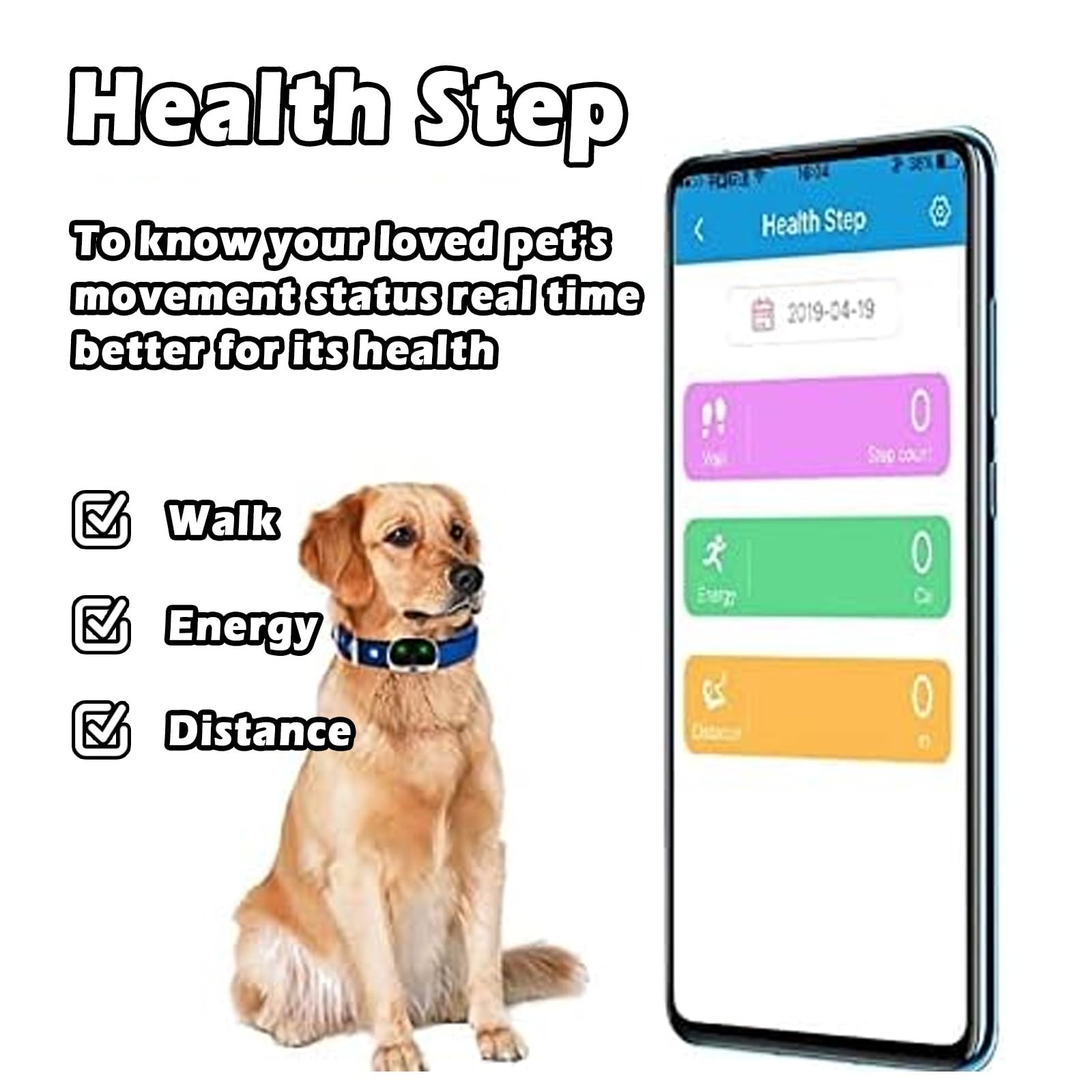 Collier de clôture pour chien, collier de suivi en temps réel rechargeable avec affichage des données sportives et alarme de batterie faible, 3 méthodes de suivi, garde les animaux en sécurité