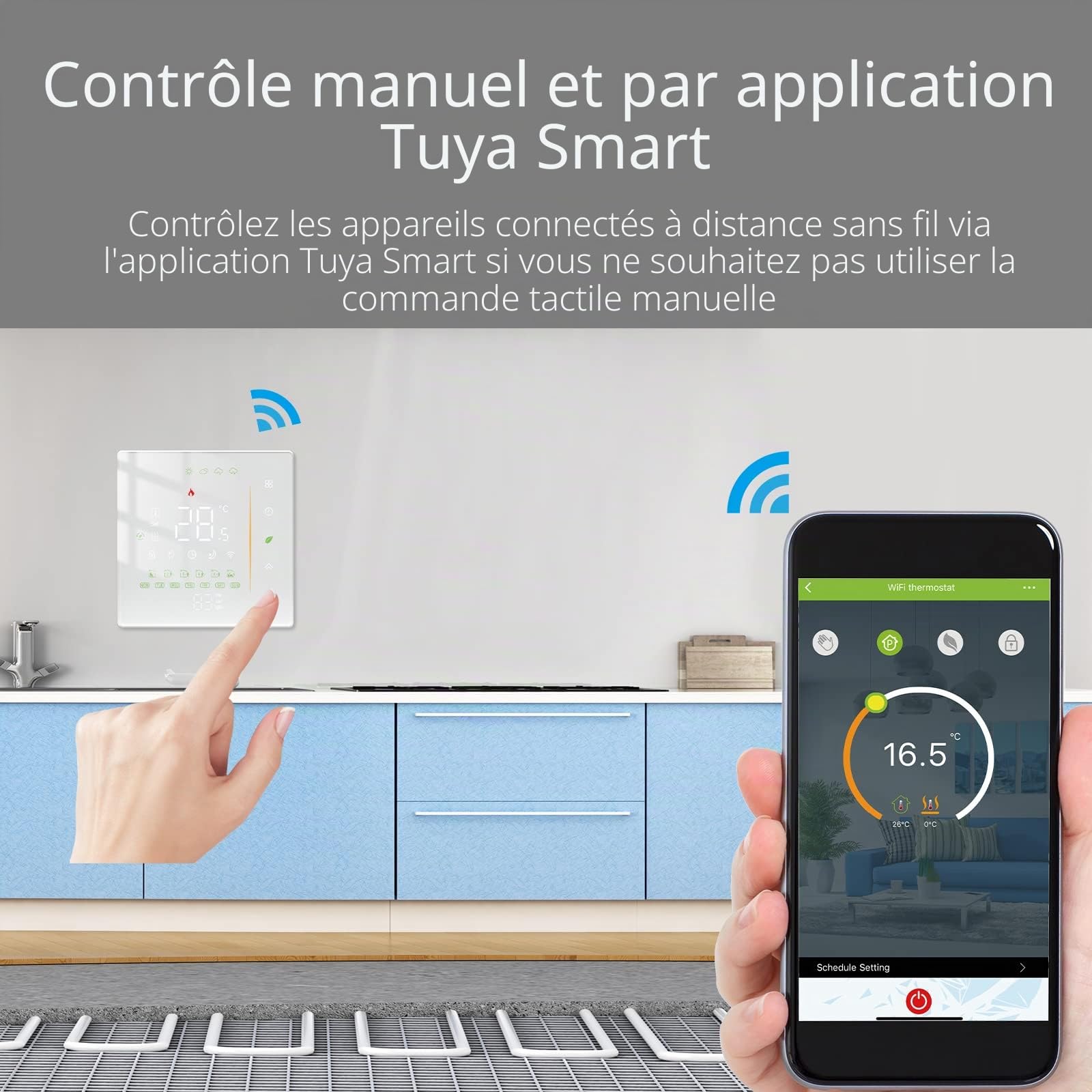 MOES Tuya WiFi Thermostat Intelligent Chaudière | Pour chaudière à gaz 5A, programmable, contrôle sans fil Tuya/Smart Life, fonctionne avec Alexa