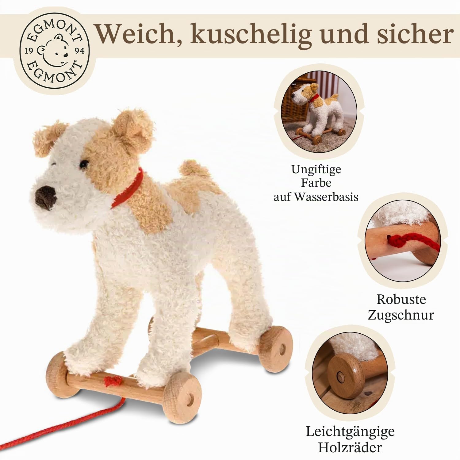 Egmont Toys Eliot 591022 Ziehset aus Holz und Plüsch, Mädchen, ab 12 Monaten, Mehrfarbig