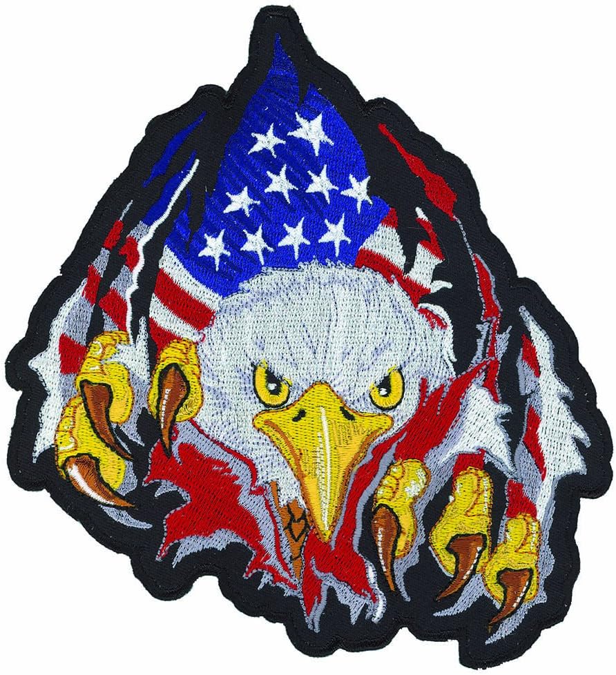 Lethal Threat (LT30003 Rip N Tear Eagle Embroidered Patch (12" x 10")