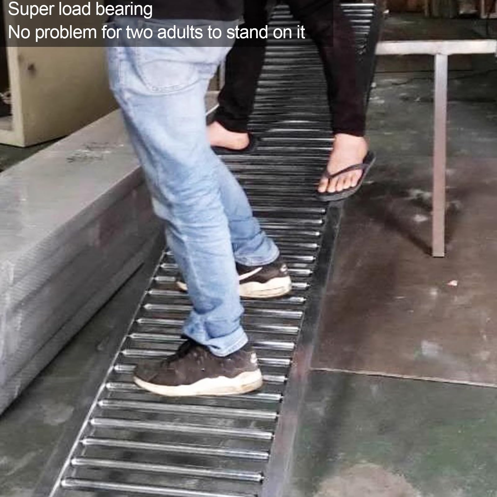 Almacenes Fábricas Descarga Transporte Transportador por gravedad de servicio liviano, Guías transportadoras de rodillos sin alimentación, Marco de rodillos de acero galvanizado de 2,5 cm de diámetro