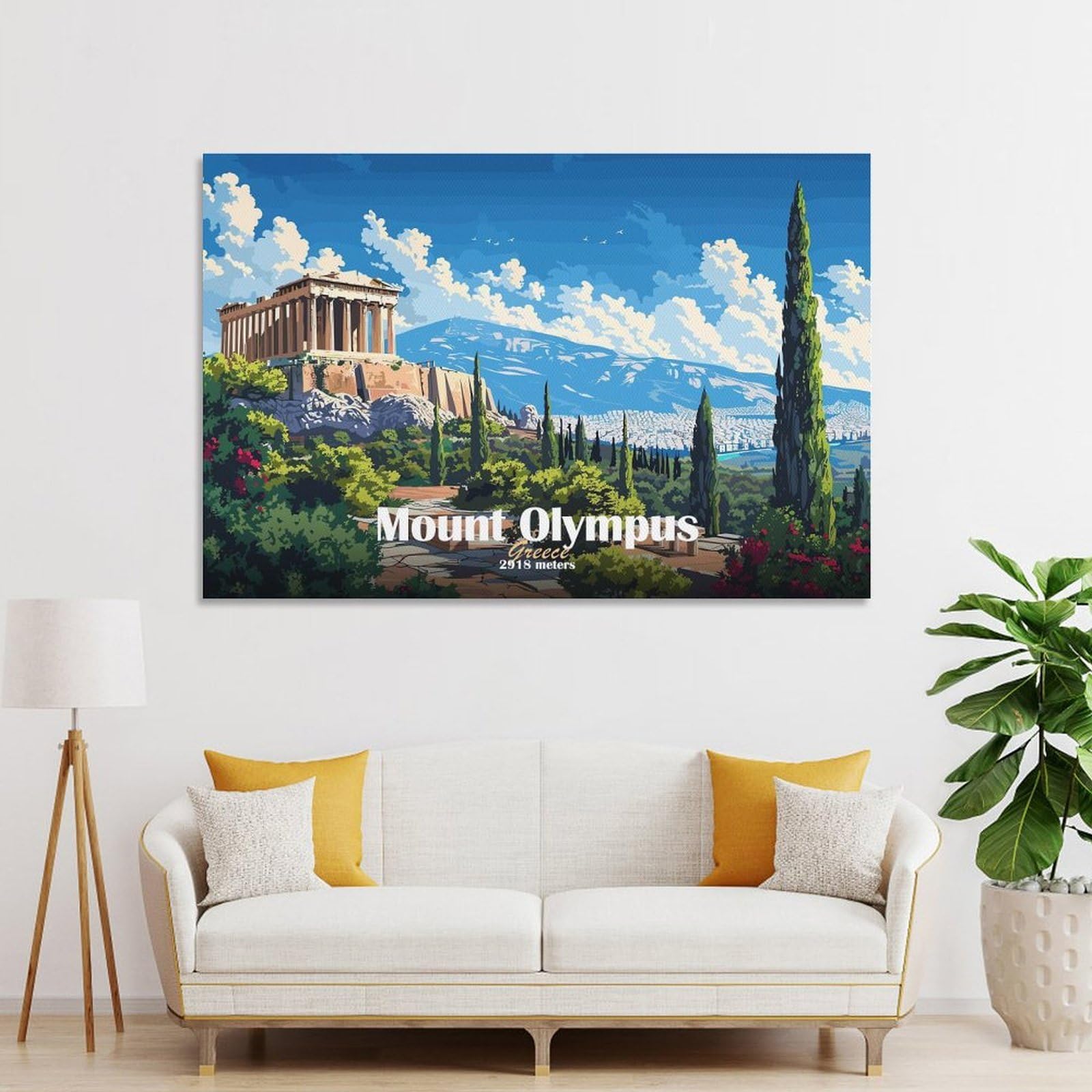 Junmoney Mount Olympus Greece Wall Art Print 08x12inch(20x30cm), for Corridors, Hallways Or Apartment Entries, Wall Decor to Refresh Empty Corners