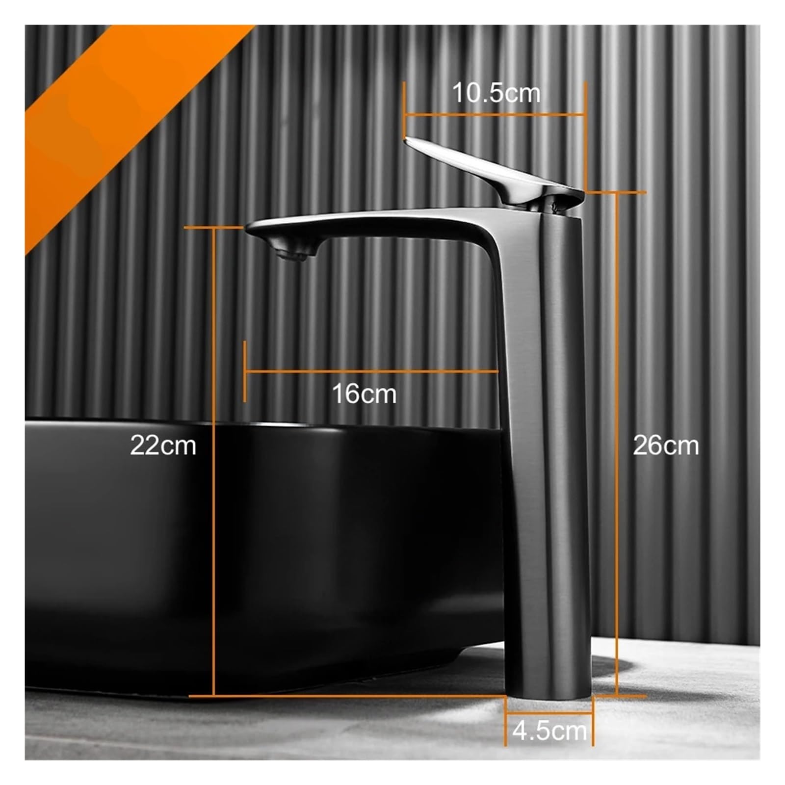 Luksusowe baterie łazienkowe Wysoka bateria umywalkowa Wysoka bateria umywalkowa Kran z ciepłą i zimną wodą Mosiądz Chrom(Chrome Faucet)