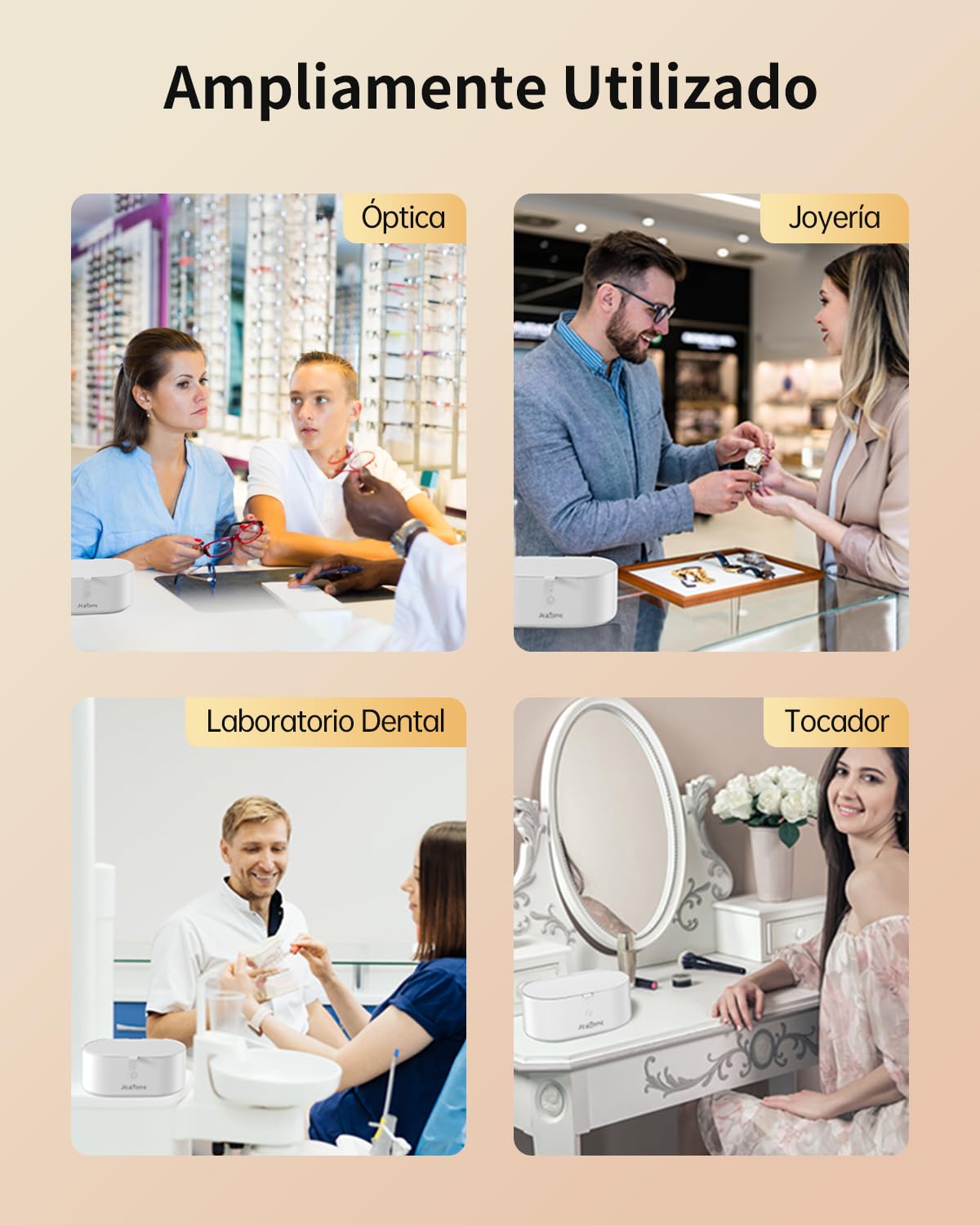 JeaTone Limpiador Ultrasónico, Limpiador Ultrasónico para Gafas 600ml 46KHz, Limpieza Profesional para prótesis Dentales, Retenedores, Alineadores y Artículos para el hogar como Gafas, Joyas, Relojes